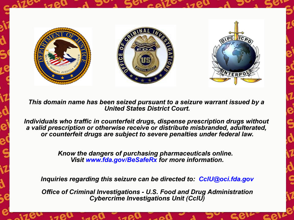 Illegal drug stores 2 website seizure banner