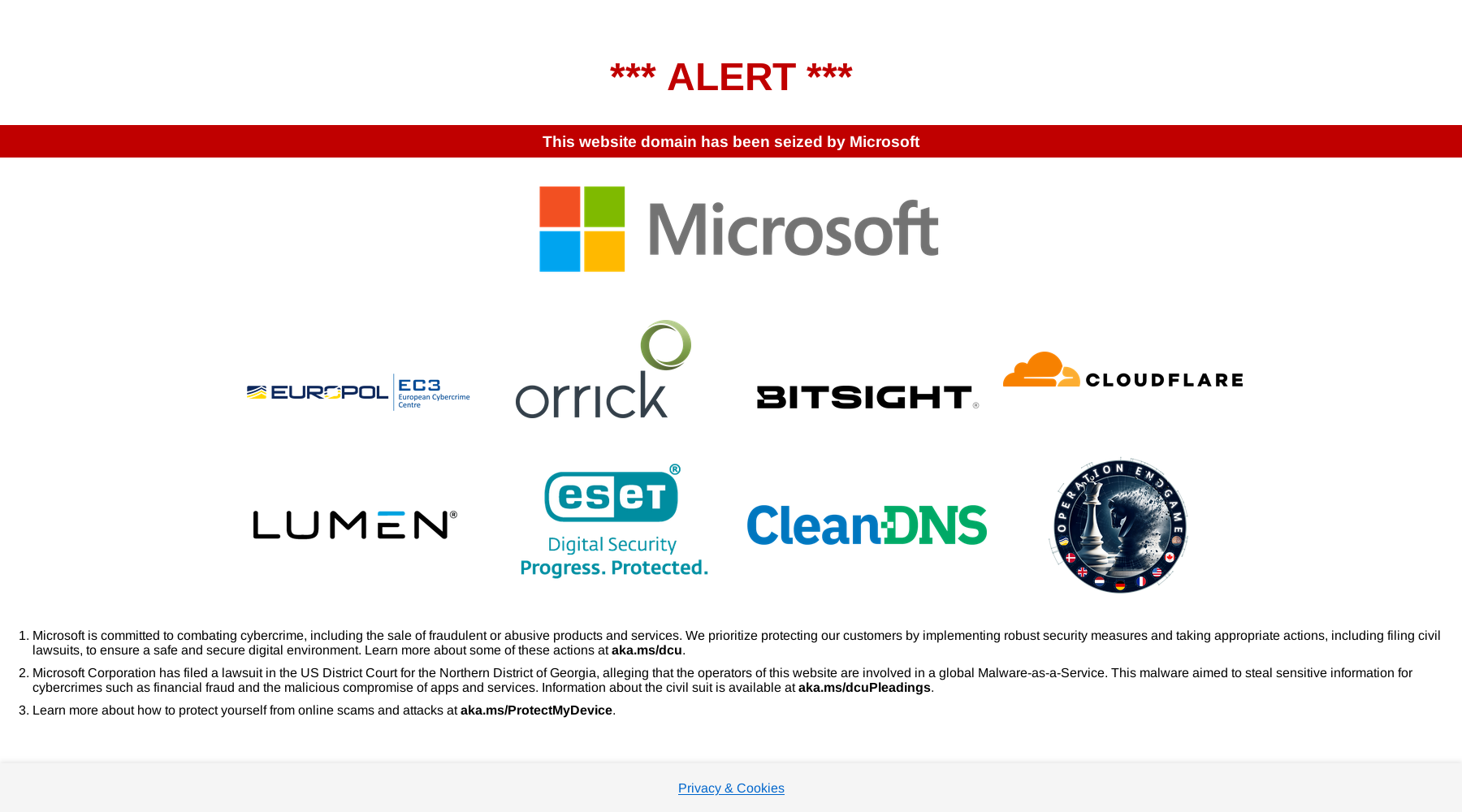 LummaC2 website seizure banner