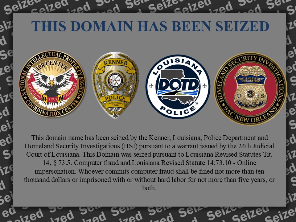 Fake GeauxPass website seizure banner