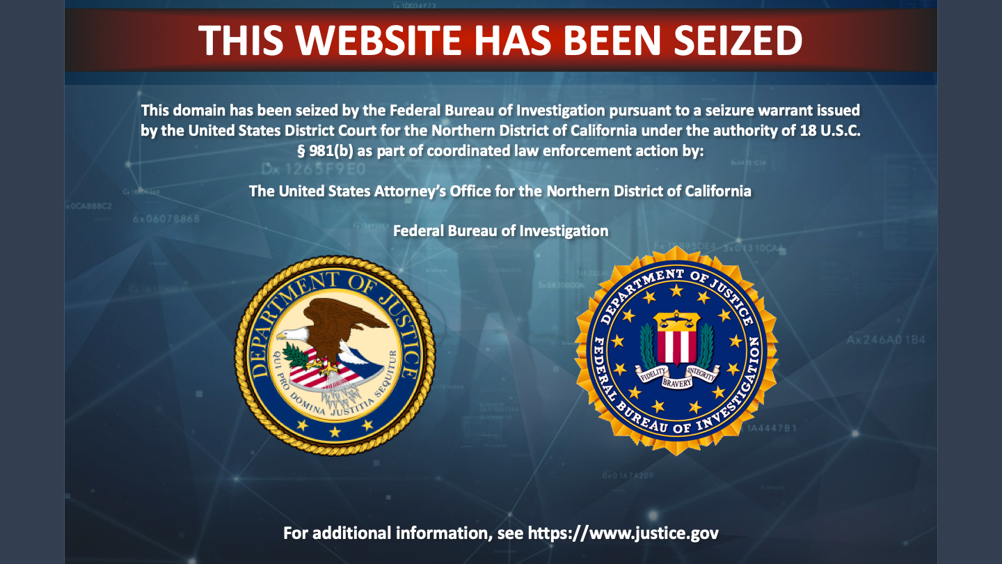 IRGC Influence Campaign website seizure banner
