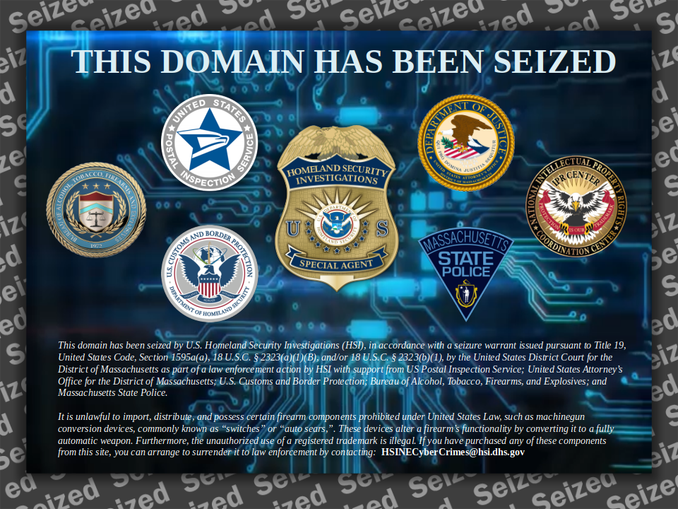 Auto Sears website seizure banner