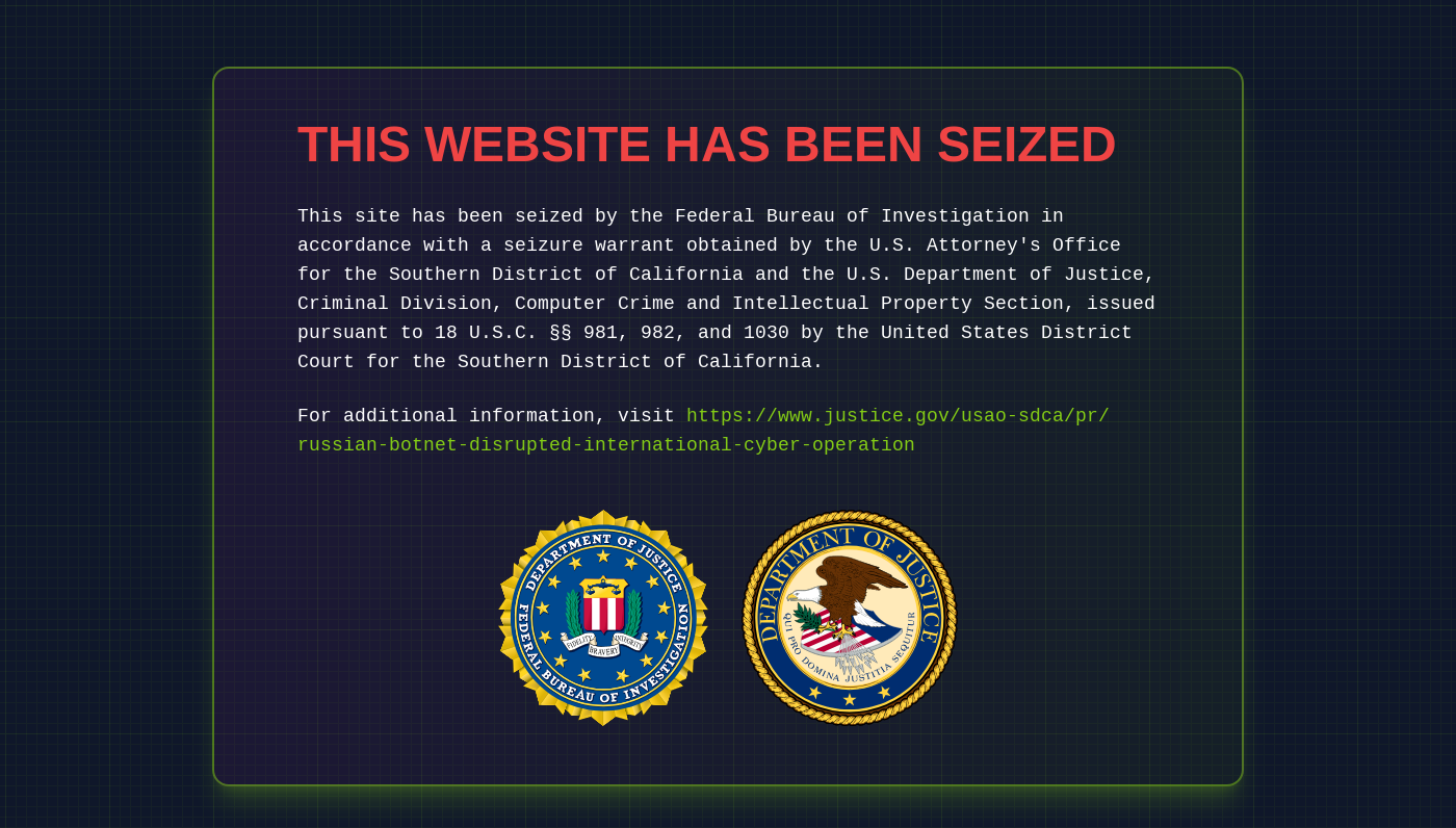 RSOCKS website seizure banner