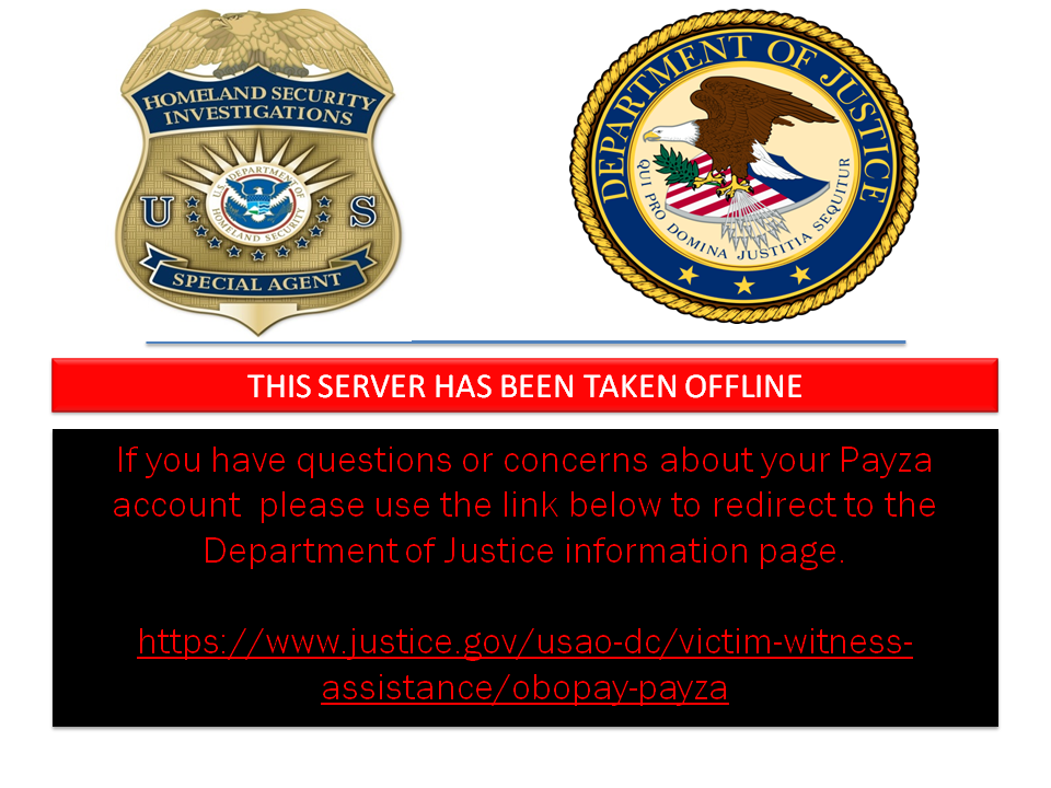 Payza.com website seizure banner