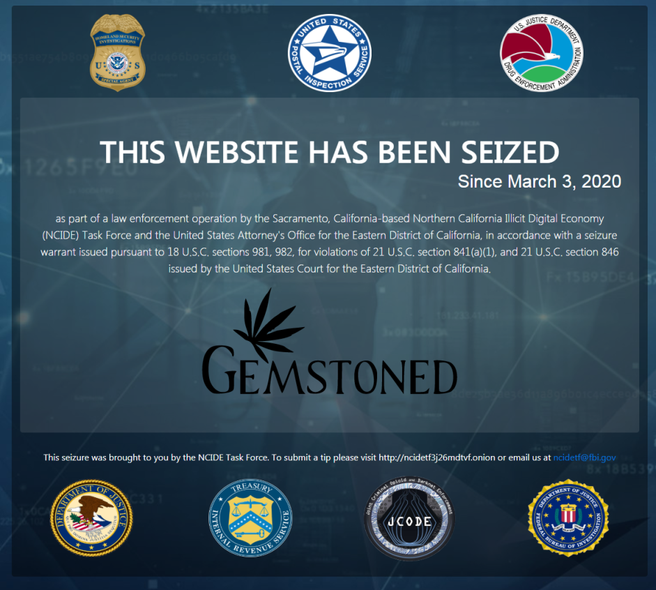 Gemstoned website seizure banner