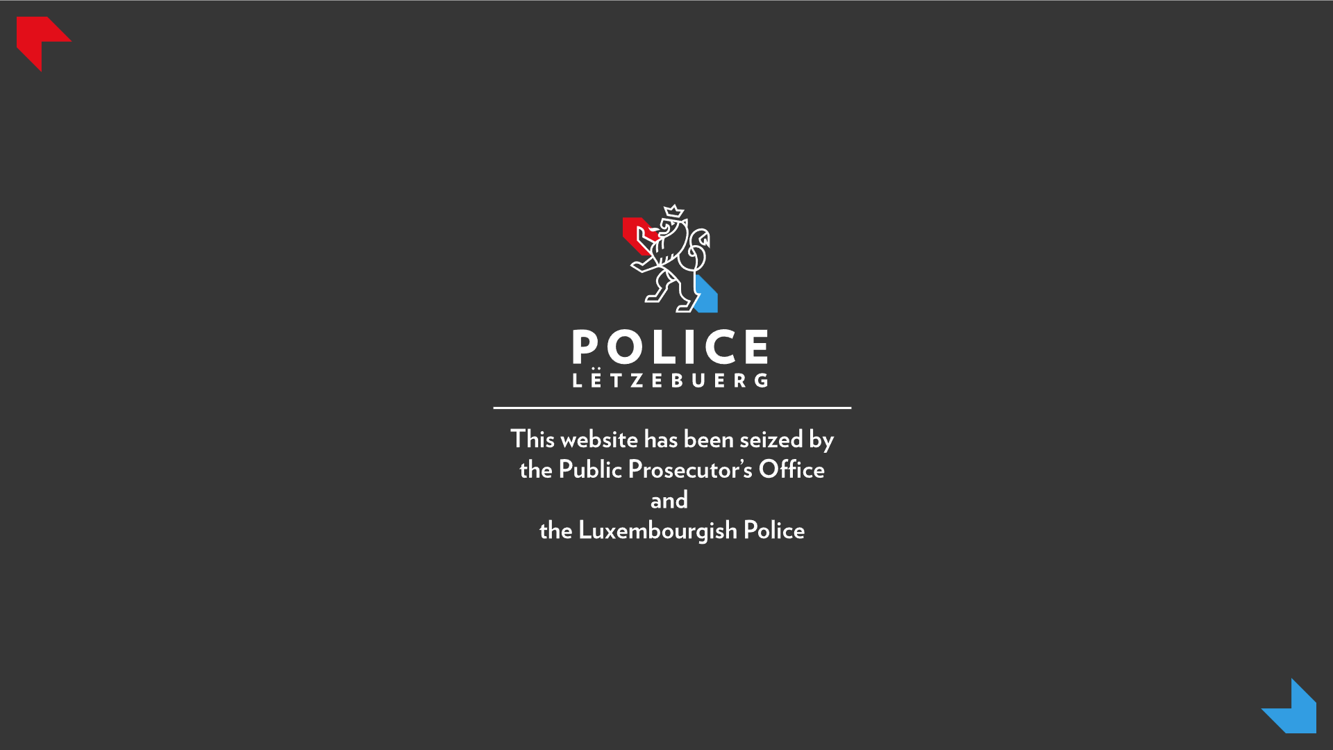 Luxembourgish Police Seizures website seizure banner