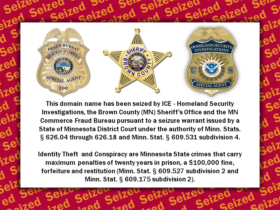 Trucking scams website seizure banner