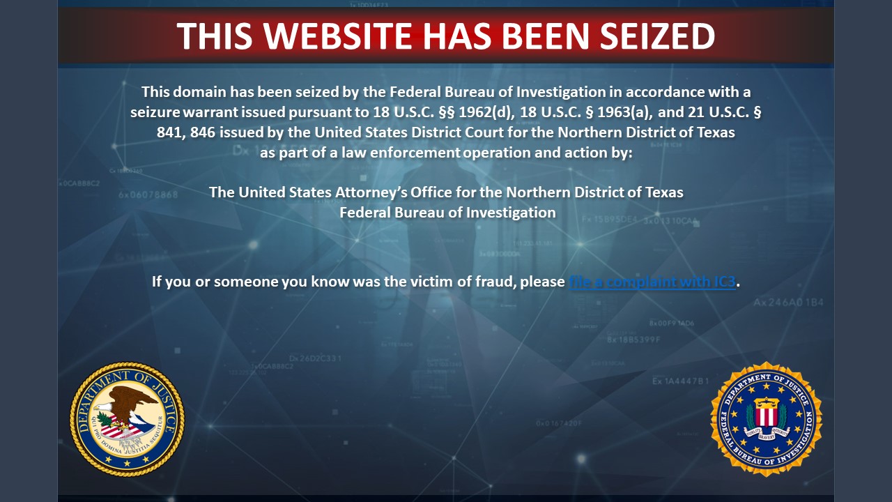 BrownCapital website seizure banner