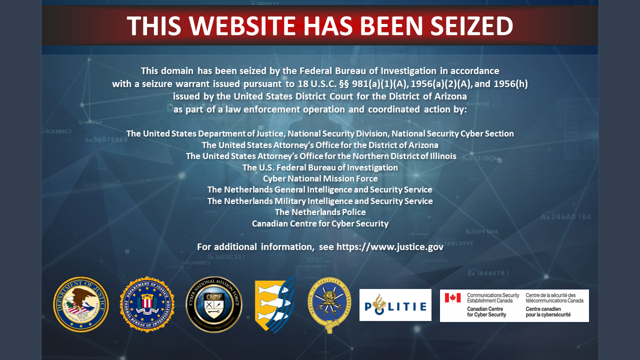 Meliorator website seizure banner