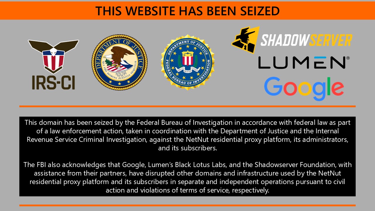 NetNut / DiviNetworks website seizure banner